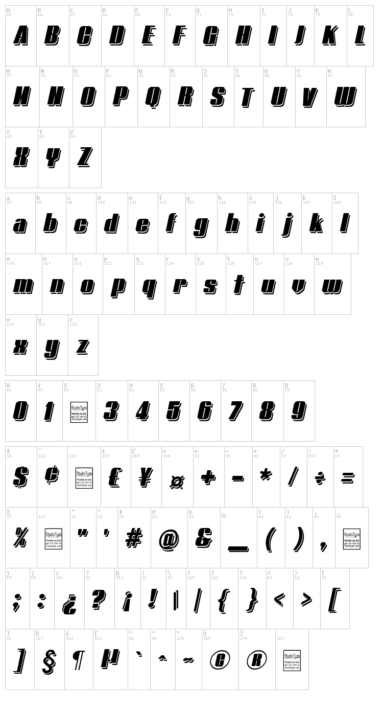 Typoline font map